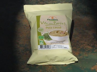 Petit sachet de purée de pois cassés.
