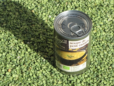 Boîte de soupe de pois cassés.